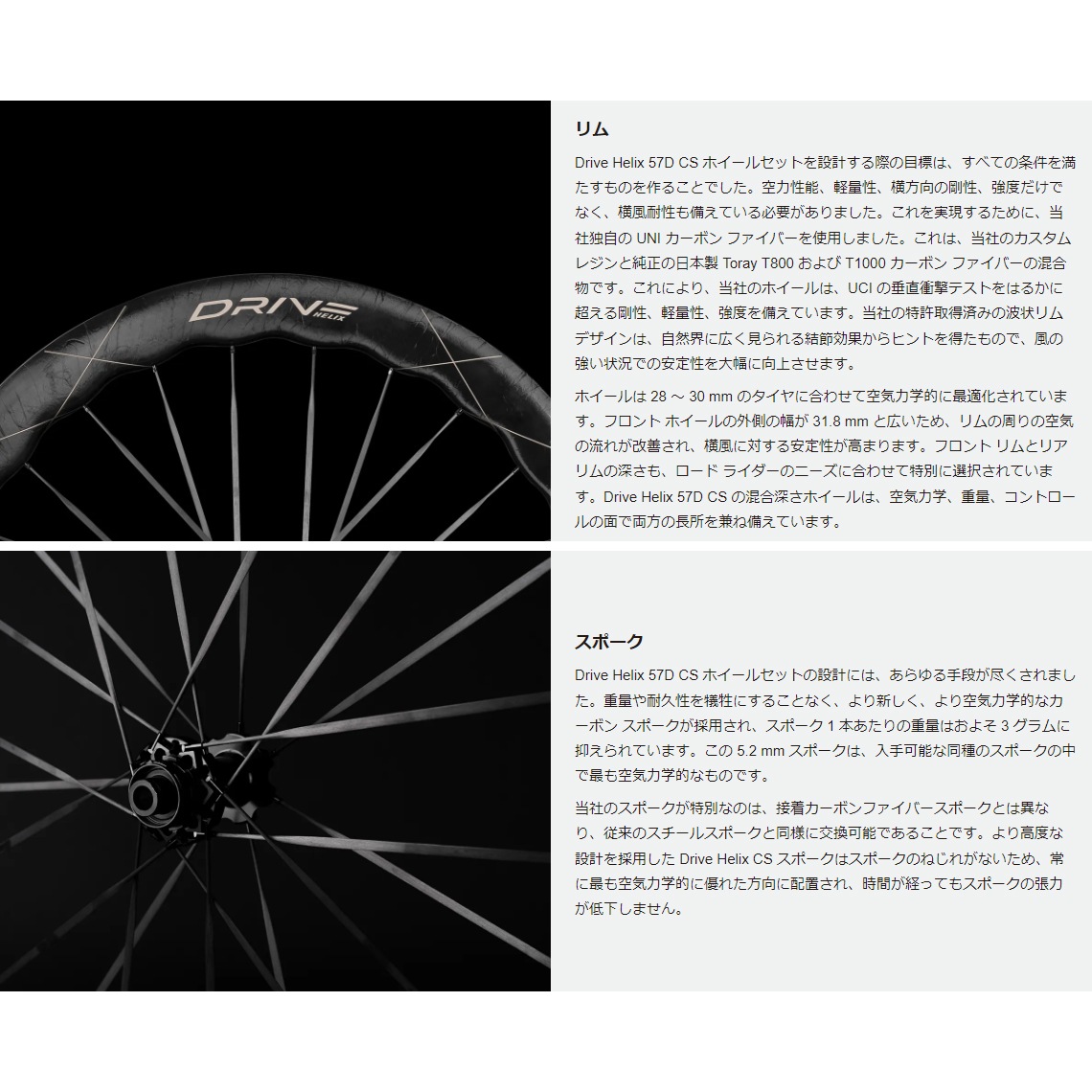 ELITEWHEELS エリートホイール Drive Helix 57D CS ドライブ ヘリックス 57D カーボンスポーク ディスクブレーキ エヴォリューションハブ　ホイールセット　