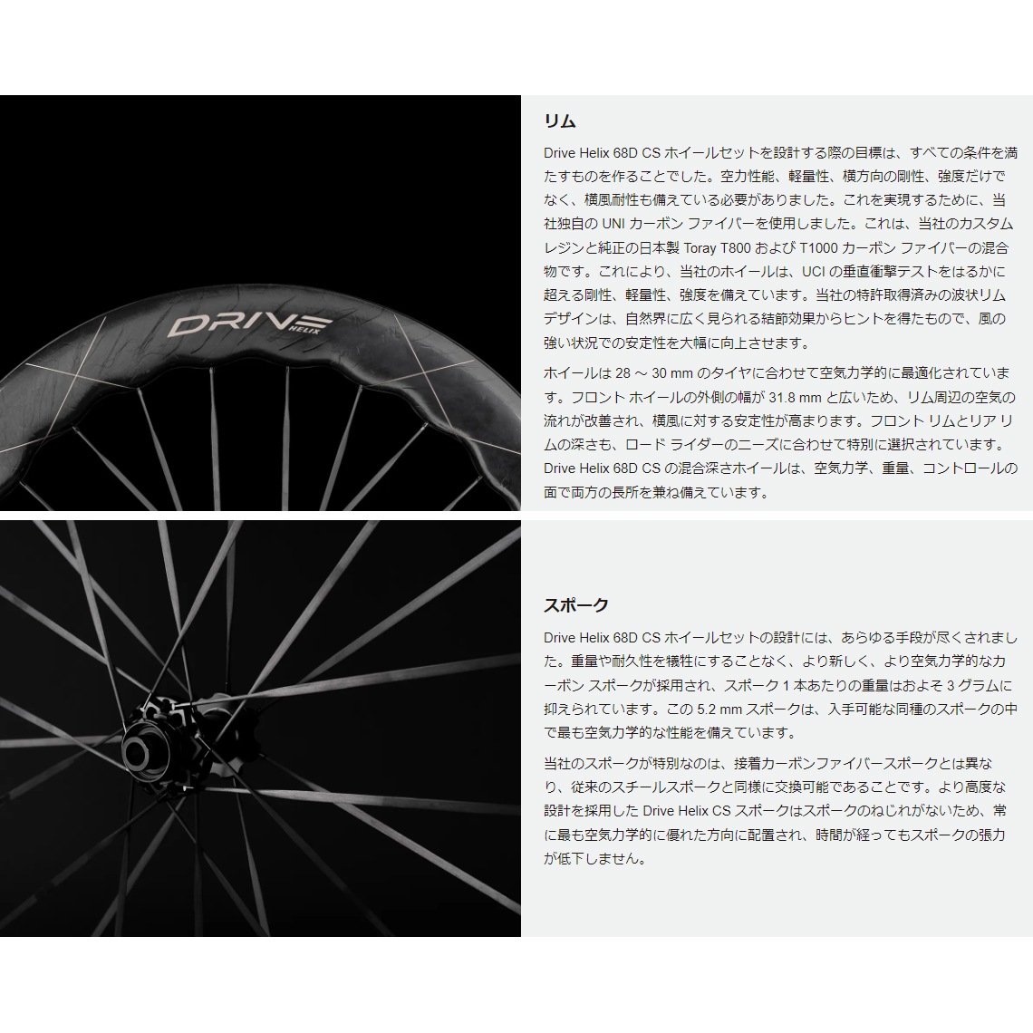 ELITEWHEELS エリートホイール Drive Helix 68D CS ドライブ ヘリックス 68D カーボンスポーク ディスクブレーキ エヴォリューションハブ　ホイールセット　